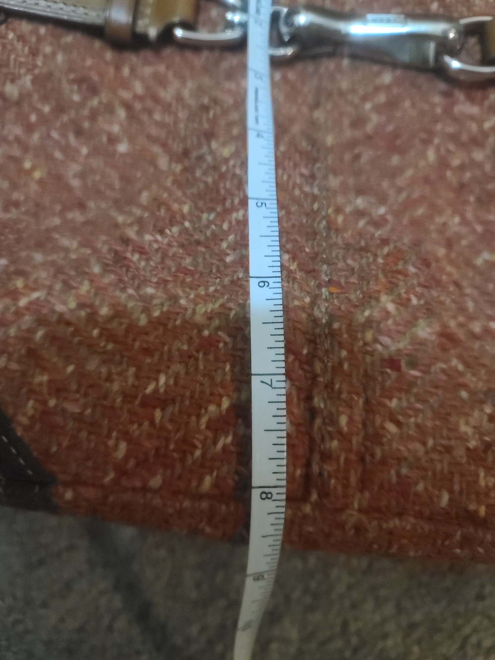 Coach Orange-Brown Tweed Satchel with Leather Trim - Picture 15 of 16